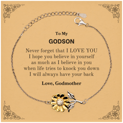 To My Godson Sunflower Bracelet, Supporting Gifts for Godson from Godmother, Godson Birthday Christmas Graduation Godson Never forget that I love you I hope you believe in yourself as much as I believe in you. Love, Godmother