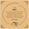 To My Niece Sunflower Bracelet, Supporting Gifts for Niece from Uncle, Niece Birthday Christmas Graduation Niece Never forget that I love you I hope you believe in yourself as much as I believe in you. Love, Uncle