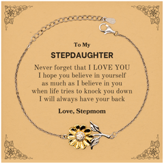 To My Stepdaughter Sunflower Bracelet, Supporting Gifts for Stepdaughter from Stepmom, Stepdaughter Birthday Christmas Graduation Stepdaughter Never forget that I love you I hope you believe in yourself as much as I believe in you. Love, Stepmom