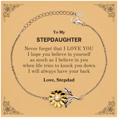 To My Stepdaughter Sunflower Bracelet, Supporting Gifts for Stepdaughter from Stepdad, Stepdaughter Birthday Christmas Graduation Stepdaughter Never forget that I love you I hope you believe in yourself as much as I believe in you. Love, Stepdad