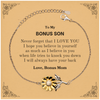 To My Bonus Son Sunflower Bracelet, Supporting Gifts for Bonus Son from Bonus Mom, Bonus Son Birthday Christmas Graduation Bonus Son Never forget that I love you I hope you believe in yourself as much as I believe in you. Love, Bonus Mom