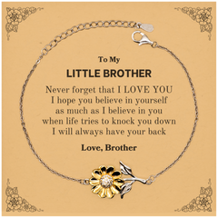 To My Little Brother Sunflower Bracelet, Supporting Gifts for Little Brother from Brother, Little Brother Birthday Christmas Graduation Little Brother Never forget that I love you I hope you believe in yourself as much as I believe in you. Love, Brother