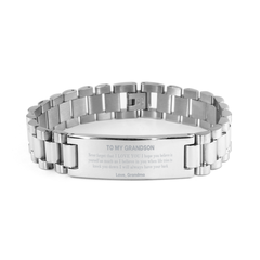 To My Grandson Ladder Stainless Steel Bracelet, Supporting Gifts for Grandson from Grandma, Grandson Birthday Christmas Graduation Grandson Never forget that I love you I hope you believe in yourself as much as I believe in you. Love, Grandma