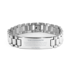To My Stepdaughter Ladder Stainless Steel Bracelet, Supporting Gifts for Stepdaughter from Stepmom, Stepdaughter Birthday Christmas Graduation Stepdaughter Never forget that I love you I hope you believe in yourself as much as I believe in you. Love, Step