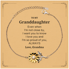 Granddaughter Gifts from Grandma, Graduation Birhday Granddaughter Sunflower Bracelet Long Distance Relationship Gifts for Granddaughter Even when I'm not close by, I want you to know I love you. Love, Grandma