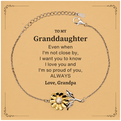 Granddaughter Gifts from Grandpa, Graduation Birhday Granddaughter Sunflower Bracelet Long Distance Relationship Gifts for Granddaughter Even when I'm not close by, I want you to know I love you. Love, Grandpa