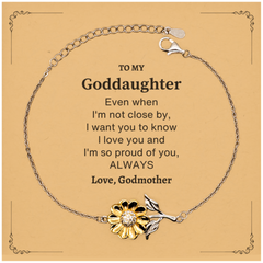 Goddaughter Gifts from Godmother, Graduation Birhday Goddaughter Sunflower Bracelet Long Distance Relationship Gifts for Goddaughter Even when I'm not close by, I want you to know I love you. Love, Godmother