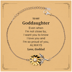Goddaughter Gifts from Goddad, Graduation Birhday Goddaughter Sunflower Bracelet Long Distance Relationship Gifts for Goddaughter Even when I'm not close by, I want you to know I love you. Love, Goddad