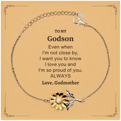 Godson Gifts from Godmother, Graduation Birhday Godson Sunflower Bracelet Long Distance Relationship Gifts for Godson Even when I'm not close by, I want you to know I love you. Love, Godmother