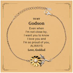 Godson Gifts from Goddad, Graduation Birhday Godson Sunflower Bracelet Long Distance Relationship Gifts for Godson Even when I'm not close by, I want you to know I love you. Love, Goddad