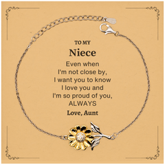 Niece Gifts from Aunt, Graduation Birhday Niece Sunflower Bracelet Long Distance Relationship Gifts for Niece Even when I'm not close by, I want you to know I love you. Love, Aunt