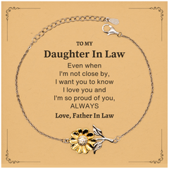 Daughter In Law Gifts from Father In Law, Graduation Birhday Daughter In Law Sunflower Bracelet Long Distance Relationship Gifts for Daughter In Law Even when I'm not close by, I want you to know I love you. Love, Father In Law