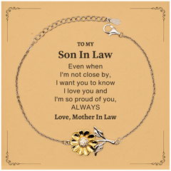 Son In Law Gifts from Mother In Law, Graduation Birhday Son In Law Sunflower Bracelet Long Distance Relationship Gifts for Son In Law Even when I'm not close by, I want you to know I love you. Love, Mother In Law