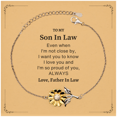 Son In Law Gifts from Father In Law, Graduation Birhday Son In Law Sunflower Bracelet Long Distance Relationship Gifts for Son In Law Even when I'm not close by, I want you to know I love you. Love, Father In Law