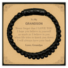 To My Grandson Stone Leather Bracelets, Supporting Gifts for Grandson from Grandpa, Grandson Birthday Christmas Graduation Grandson Never forget that I love you I hope you believe in yourself as much as I believe in you. Love, Grandpa