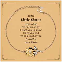 Little Sister Gifts from Sister, Graduation Birhday Little Sister Sunflower Bracelet Long Distance Relationship Gifts for Little Sister Even when I'm not close by, I want you to know I love you. Love, Sister