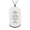 Stepson Gifts from Bonus Dad, Graduation Birhday Stepson Silver Dog Tag Long Distance Relationship Gifts for Stepson Even when I'm not close by, I want you to know I love you. Love, Bonus Dad