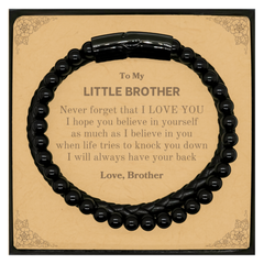 To My Little Brother Stone Leather Bracelets, Supporting Gifts for Little Brother from Brother, Little Brother Birthday Christmas Graduation Little Brother Never forget that I love you I hope you believe in yourself as much as I believe in you. Love, Brot