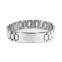 Grandson Gifts from Grandmother, Graduation Birhday Grandson Ladder Stainless Steel Bracelet Long Distance Relationship Gifts for Grandson Even when I'm not close by, I want you to know I love you. Love, Grandmother