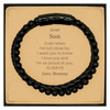 Son Gifts from Mommy, Graduation Birhday Son Stone Leather Bracelets Long Distance Relationship Gifts for Son Even when I'm not close by, I want you to know I love you. Love, Mommy
