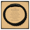 Grandson Gifts from Grandma, Graduation Birhday Grandson Stone Leather Bracelets Long Distance Relationship Gifts for Grandson Even when I'm not close by, I want you to know I love you. Love, Grandma