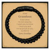 Grandson Gifts from Grandpa, Graduation Birhday Grandson Stone Leather Bracelets Long Distance Relationship Gifts for Grandson Even when I'm not close by, I want you to know I love you. Love, Grandpa