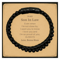 Son In Law Gifts from Bonus Mom, Graduation Birhday Son In Law Stone Leather Bracelets Long Distance Relationship Gifts for Son In Law Even when I'm not close by, I want you to know I love you. Love, Bonus Mom