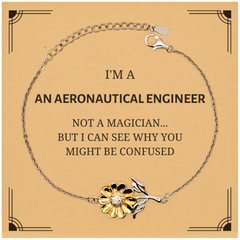 Badass Aeronautical Engineer Gifts, I'm Aeronautical Engineer not a magician, Sarcastic Sunflower Bracelet for Aeronautical Engineer Birthday Christmas for  Men, Women, Friends, Coworkers