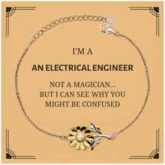 Badass Electrical Engineer Gifts, I'm Electrical Engineer not a magician, Sarcastic Sunflower Bracelet for Electrical Engineer Birthday Christmas for  Men, Women, Friends, Coworkers