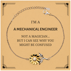 Badass Mechanical Engineer Gifts, I'm Mechanical Engineer not a magician, Sarcastic Sunflower Bracelet for Mechanical Engineer Birthday Christmas for  Men, Women, Friends, Coworkers