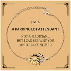 Badass Parking Lot Attendant Gifts, I'm Parking Lot Attendant not a magician, Sarcastic Sunflower Bracelet for Parking Lot Attendant Birthday Christmas for  Men, Women, Friends, Coworkers