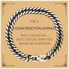 Badass Construction Worker Gifts, I'm Construction Worker not a magician, Sarcastic Cuban Link Chain Bracelet for Construction Worker Birthday Christmas for  Men, Women, Friends, Coworkers