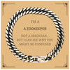 Badass Zookeeper Gifts, I'm Zookeeper not a magician, Sarcastic Cuban Link Chain Bracelet for Zookeeper Birthday Christmas for  Men, Women, Friends, Coworkers