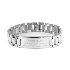 Mother In Law Thank You Gifts, Your presence is a reminder of life's greatest, Appreciation Blessing Birthday Ladder Stainless Steel Bracelet for Mother In Law