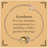 Grandmum Thank You Gifts, Your presence is a reminder of life's greatest, Appreciation Blessing Birthday Sunflower Bracelet for Grandmum