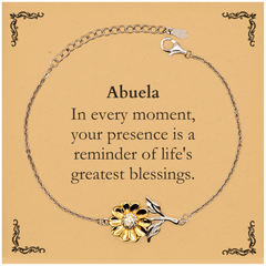 Abuela Thank You Gifts, Your presence is a reminder of life's greatest, Appreciation Blessing Birthday Sunflower Bracelet for Abuela