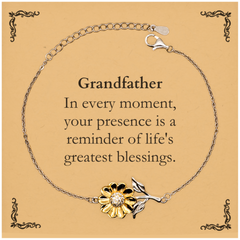 Grandfather Thank You Gifts, Your presence is a reminder of life's greatest, Appreciation Blessing Birthday Sunflower Bracelet for Grandfather