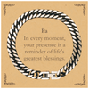 Pa Thank You Gifts, Your presence is a reminder of life's greatest, Appreciation Blessing Birthday Cuban Link Chain Bracelet for Pa