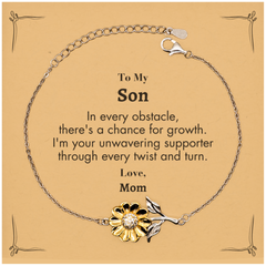 To My Son Sunflower Bracelet, I'm your unwavering supporter, Supporting Inspirational Gifts for Son from Mom