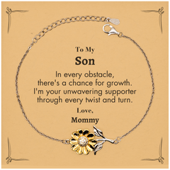 To My Son Sunflower Bracelet, I'm your unwavering supporter, Supporting Inspirational Gifts for Son from Mommy