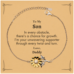 To My Son Sunflower Bracelet, I'm your unwavering supporter, Supporting Inspirational Gifts for Son from Daddy