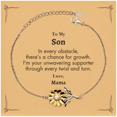 To My Son Sunflower Bracelet, I'm your unwavering supporter, Supporting Inspirational Gifts for Son from Mama