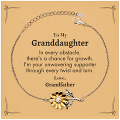 To My Granddaughter Sunflower Bracelet, I'm your unwavering supporter, Supporting Inspirational Gifts for Granddaughter from Grandfather