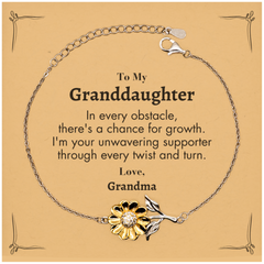 To My Granddaughter Sunflower Bracelet, I'm your unwavering supporter, Supporting Inspirational Gifts for Granddaughter from Grandma