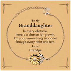 To My Granddaughter Sunflower Bracelet, I'm your unwavering supporter, Supporting Inspirational Gifts for Granddaughter from Grandpa