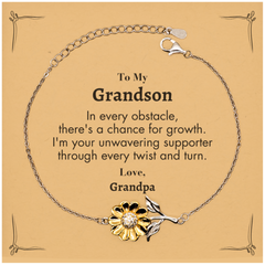 To My Grandson Sunflower Bracelet, I'm your unwavering supporter, Supporting Inspirational Gifts for Grandson from Grandpa