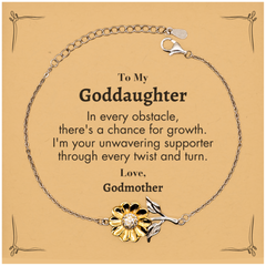 To My Goddaughter Sunflower Bracelet, I'm your unwavering supporter, Supporting Inspirational Gifts for Goddaughter from Godmother