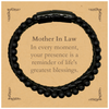 Mother In Law Thank You Gifts, Your presence is a reminder of life's greatest, Appreciation Blessing Birthday Stone Leather Bracelets for Mother In Law