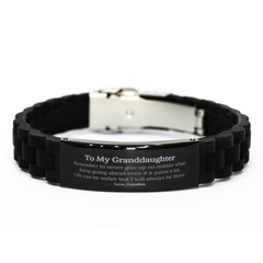 To My Granddaughter Inspirational Gifts from Grandma, Life can be unfair but I will always be there, Encouragement Black Glidelock Clasp Bracelet for Granddaughter