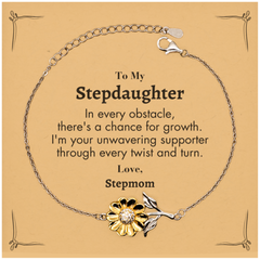 To My Stepdaughter Sunflower Bracelet, I'm your unwavering supporter, Supporting Inspirational Gifts for Stepdaughter from Stepmom